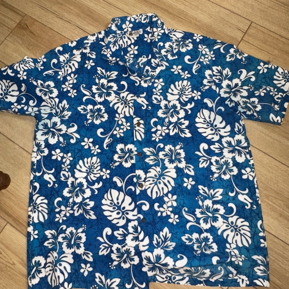 Tropical Blue and White Floral Shirt